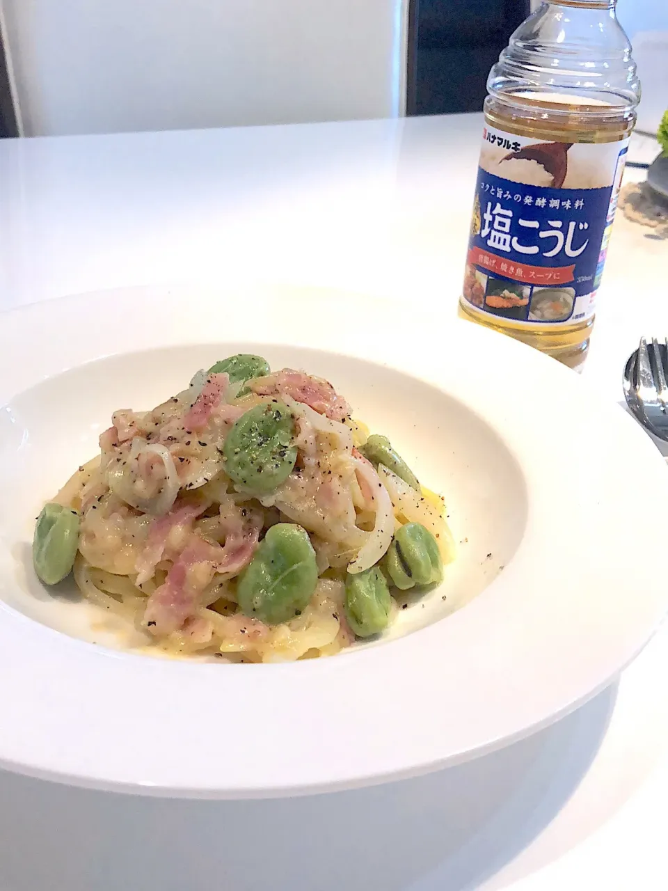 そら豆とベーコンのパスタ|adriablueさん