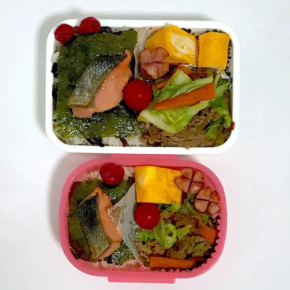 パパと娘っちちょっとダイエットのお弁当(^^)
 #お弁当  #麦ご飯|kakoさん