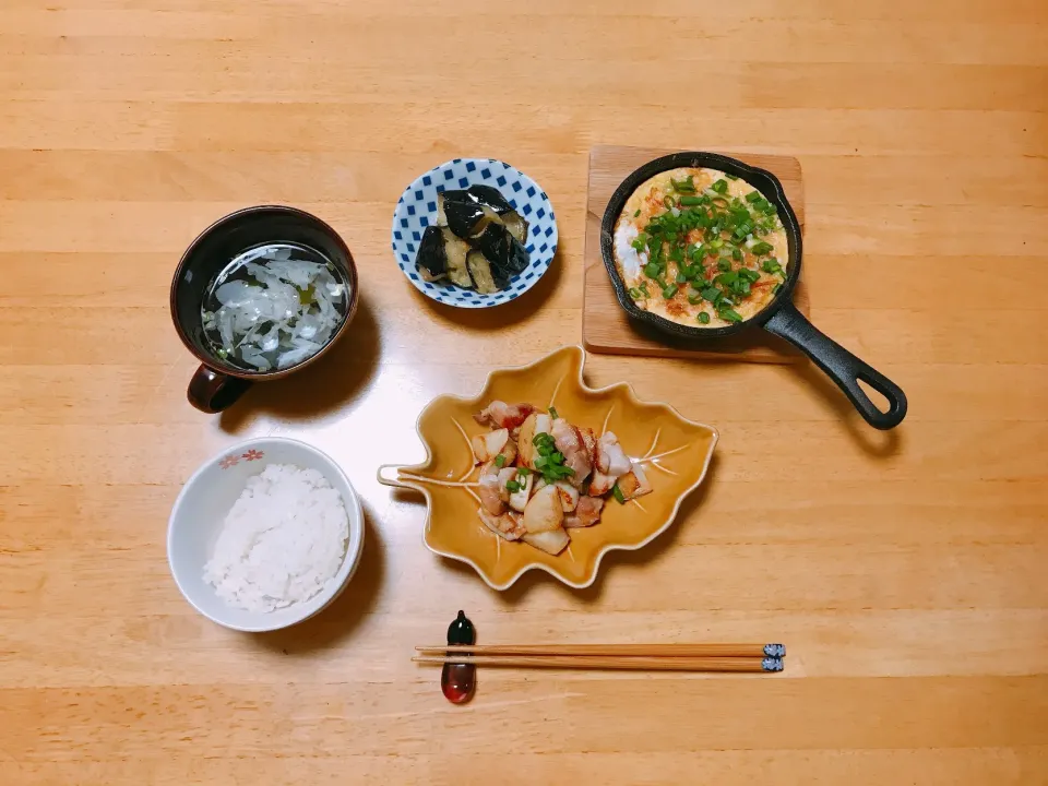 鶏肉と山芋の甘辛炒め
茄子の揚げ浸し
山芋のふわふわ焼き|ちゃみこさん