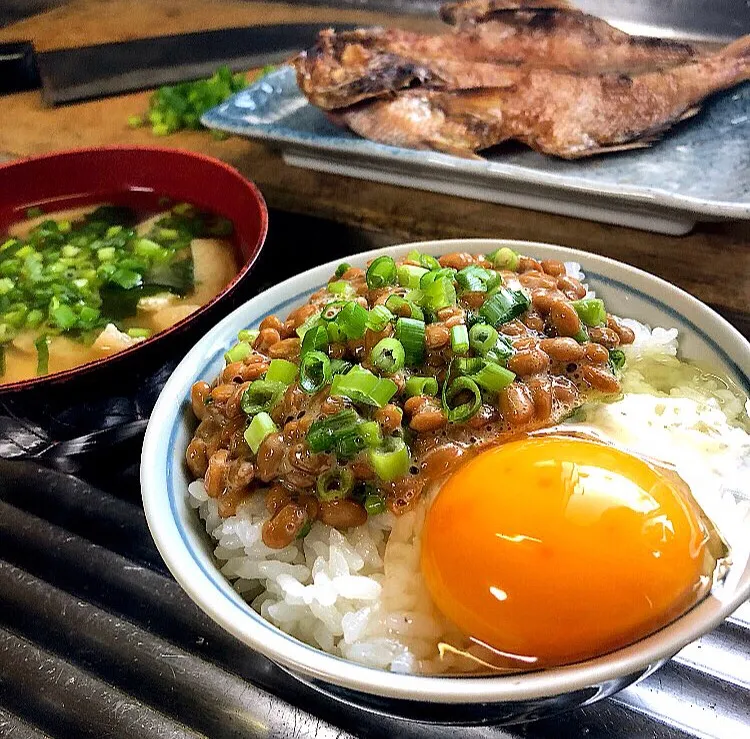 納豆TKG焼き魚定食|ガク魁‼︎男飯さん