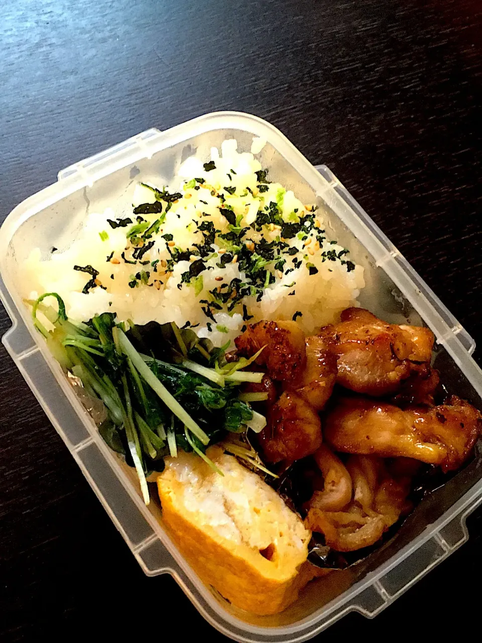 旦那弁当🍱
#鳥の照り焼き#水菜オイスターソース炒め#卵焼き|めかぶさん