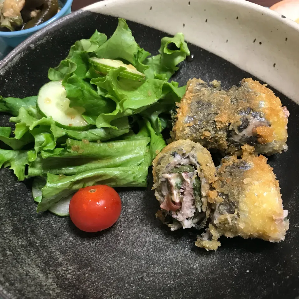 イワシの梅しそチーズ揚げ|あさかさん