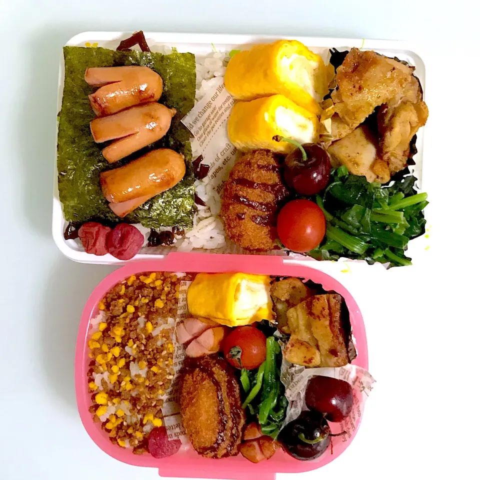 Snapdishの料理写真:パパと娘っちが自分で詰めたお弁当(^^)
 #お弁当  #麦ご飯  #玉子焼き|kakoさん