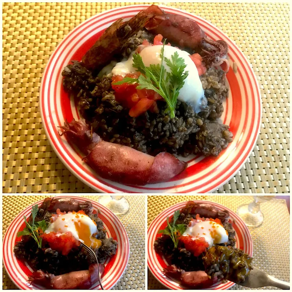 Risotto al nero di seppia🦑ﾘｿﾞｯﾄ･ｱﾙ･ﾈｰﾛ･ﾃﾞｨ･ｾｯﾋﾟｱ<ｲｶ墨のﾘｿﾞｯﾄ>|🌈Ami🍻さん