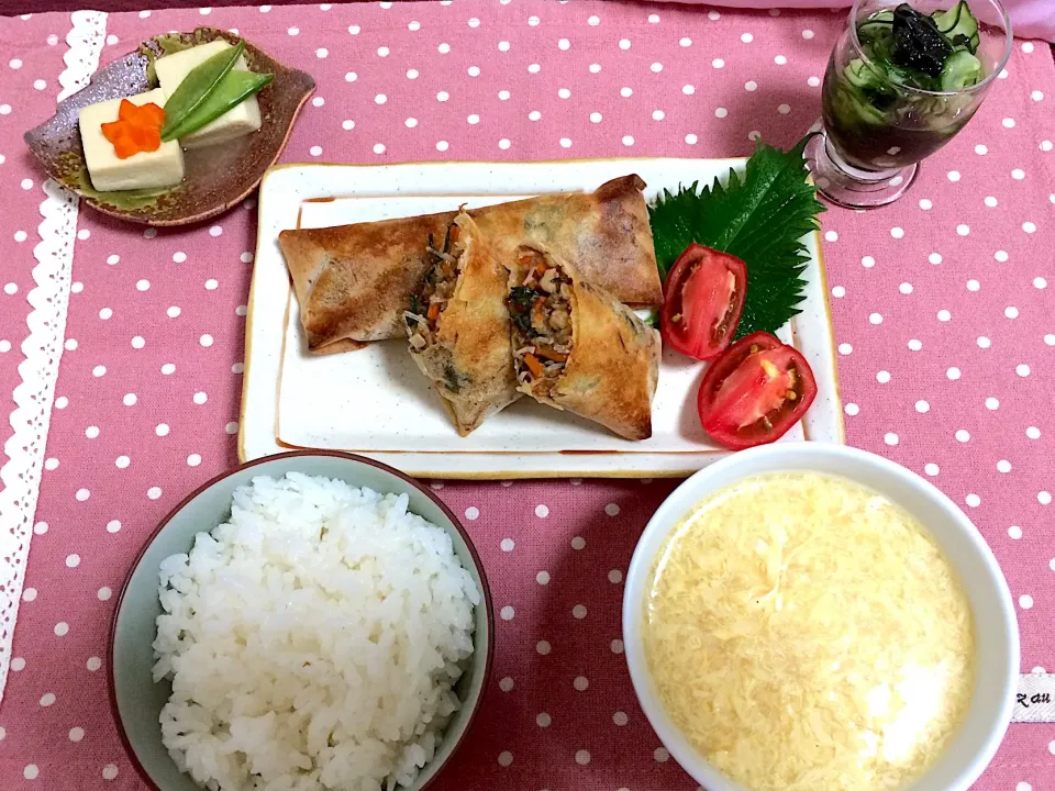 Snapdishの料理写真:春巻き定食|ゆぴさん