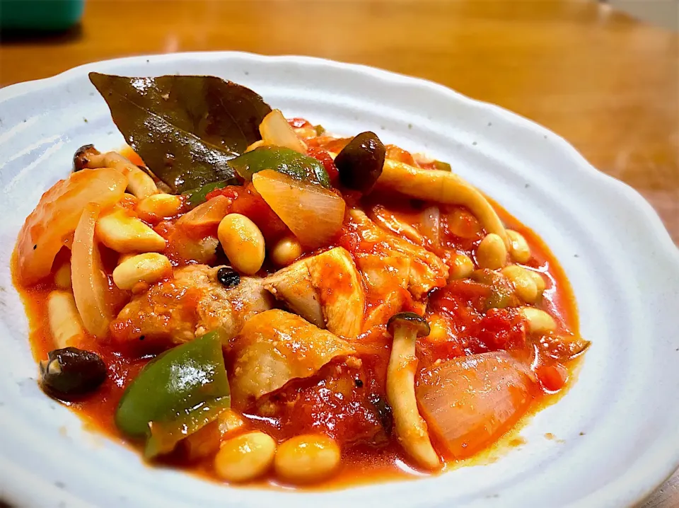 晩ごはん  鶏肉のトマト煮|砂雪さん