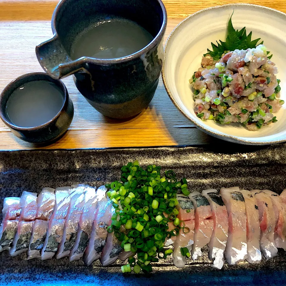 Snapdishの料理写真:真あじ なめろう と 刺身😊|Jean Nobyさん