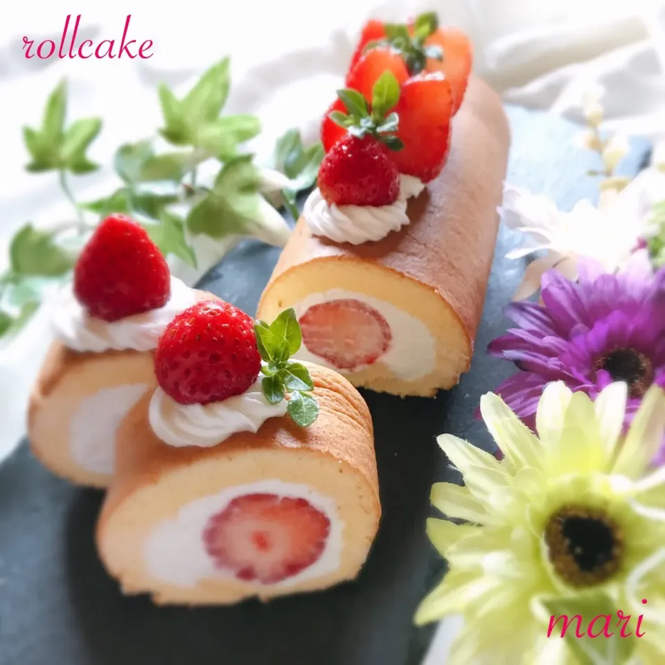 Snapdishの料理写真:🍓ロールケーキ🍓 #手作り  #手作りスイーツ  #手作りおやつ  #手作りケーキ #ロールケーキ #お菓子作り|まーり（@mariyuiren）さん