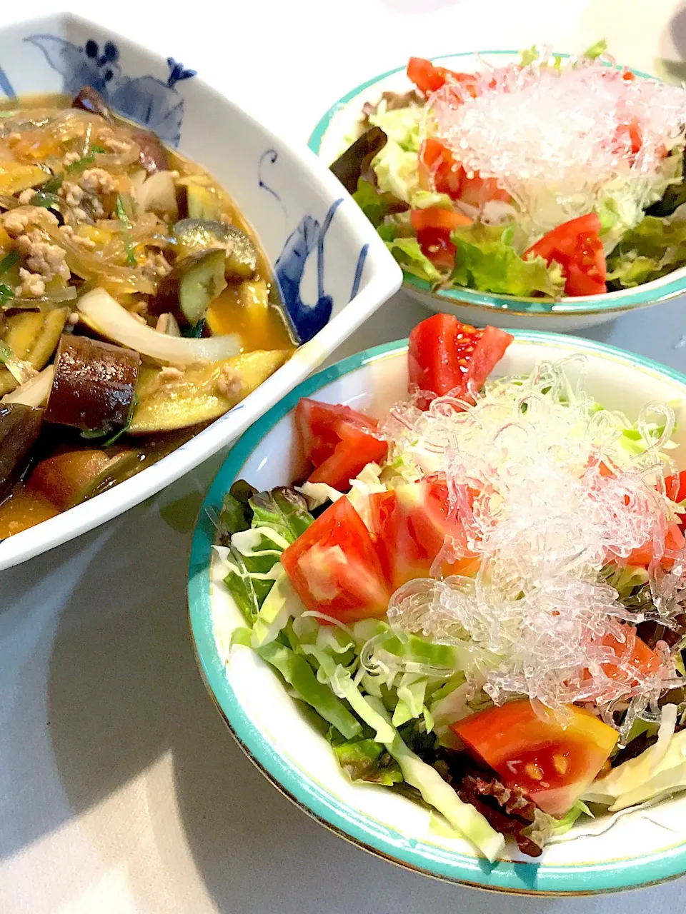 サラダ #プチプチ海藻麺 
麻婆ナス #生マロニー|彩子さん