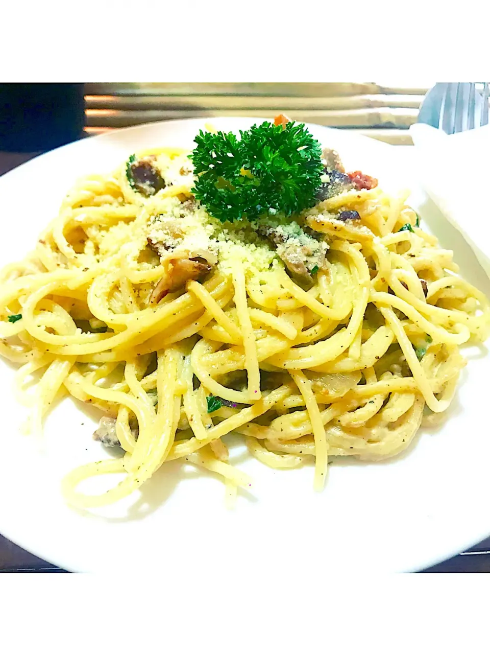 Spaghetti carbonara 😋🍀|Dalyvone Tomsysavhatさん