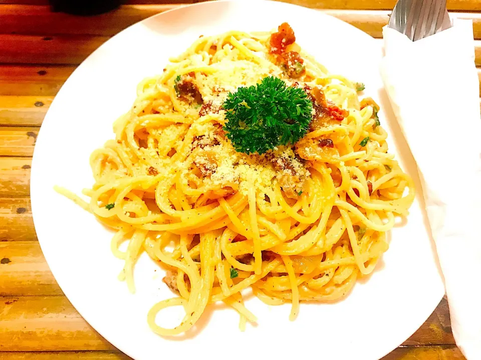 Spaghetti carbonara 😋🍀|Dalyvone Tomsysavhatさん