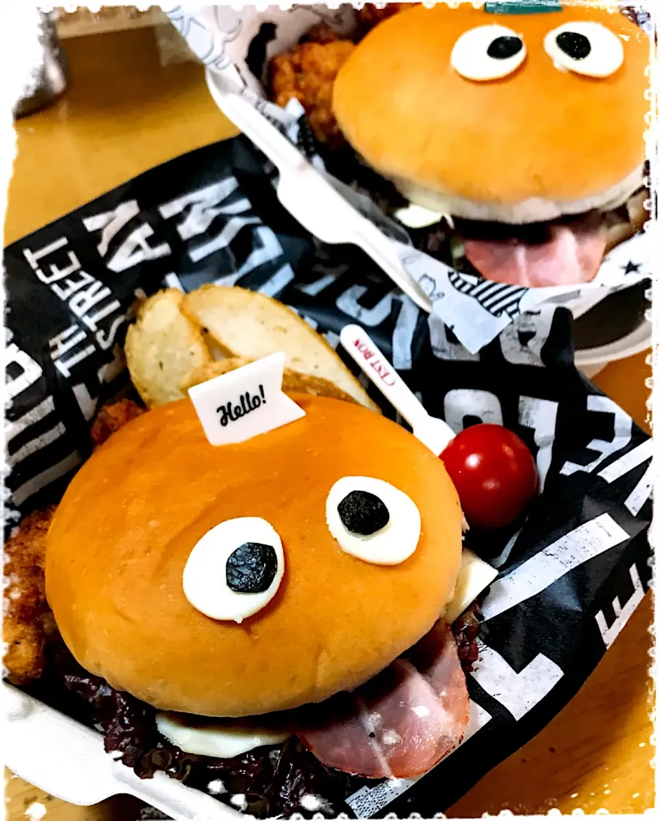 ベェ〜🤪コンチーズバーガー🍔弁当|やっちゃんさん