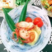 Snapdishの料理写真:夏野菜の白だしびたし|◡̈⃝︎⋆︎*ヨッピーさん