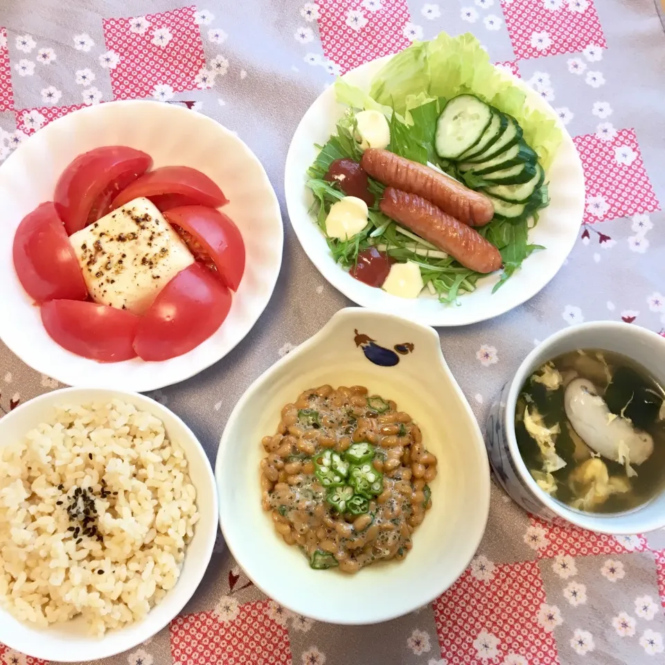 Snapdishの料理写真:発芽米🌾納豆朝食|y u iさん