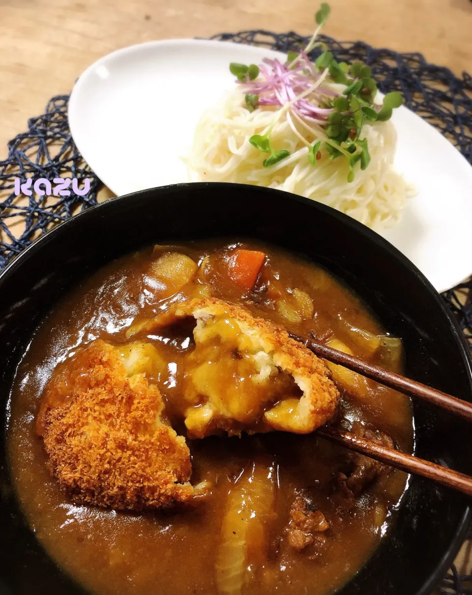 コロッケカレー素麺🍛|かずきっちんさん