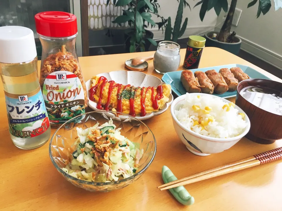 Snapdishの料理写真:初夏の滋養ごはん🍚🌽🥗🙏💚|leeさん