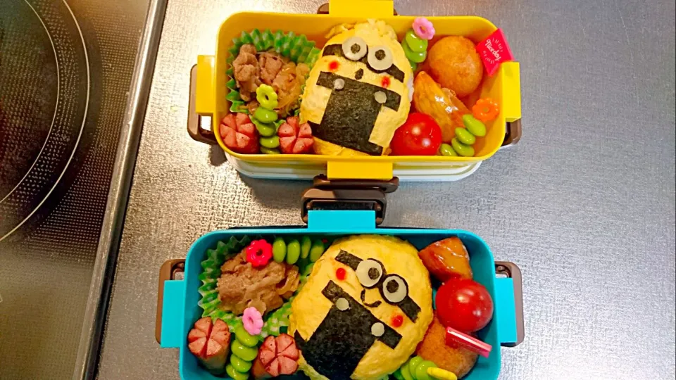 Snapdishの料理写真:ミニオンおにぎりだー❗
中身はケチャップライス。
歓迎遠足のお弁当、お友達や先生に『すごいねー』と
言われ大満足の娘たちでした❤️
 #Let’sおにぎりフェスティバル|みいさん