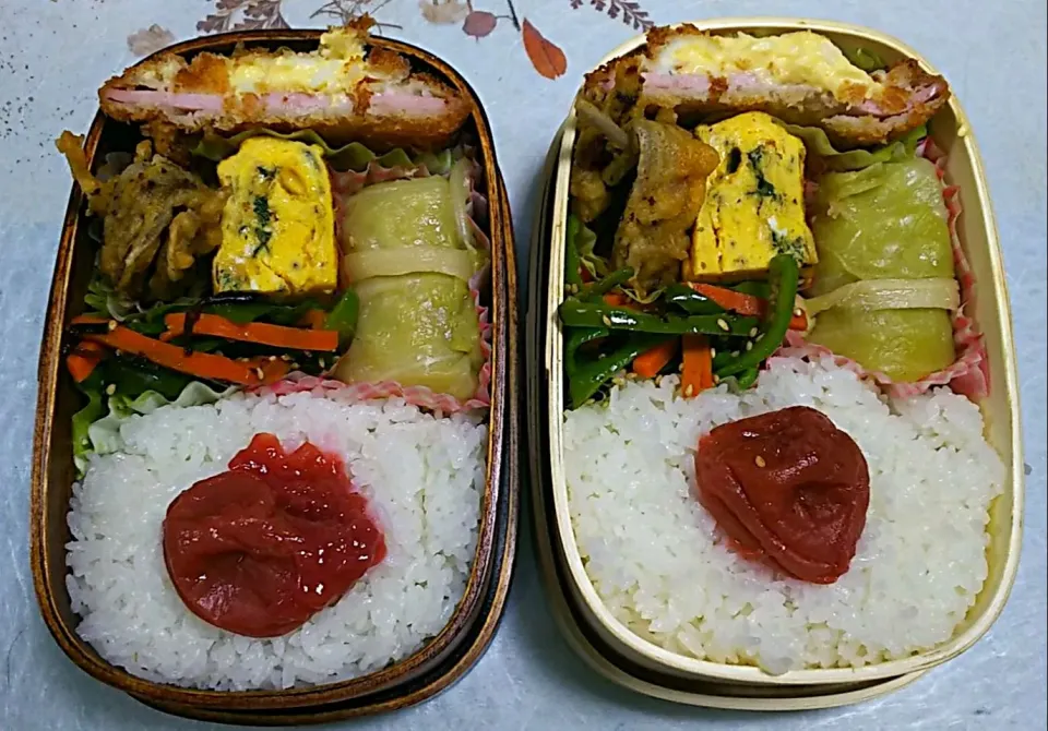 今日のお弁当

ロールキャベツのコンソメ煮
マヨたまフライ
人参とピーマンの塩昆布炒め
(白ゴマ入り)
ゴボウ揚げ
シソ入り卵焼き

#曲げわっぱ弁当
#今日のお弁当
#お弁当記録
#スタッフ弁当
#自分弁当|ボスママさん