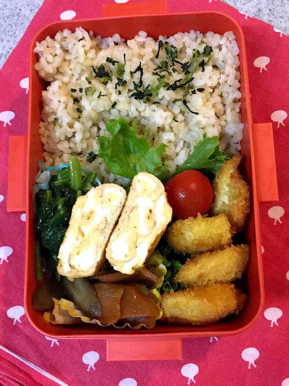 ♫6/7今日のお弁当♫〜ささみのカレーパン粉焼き、きんぴらごぼう、だし巻き卵、ほうれん草胡麻和え、プチトマト〜|Satokoさん