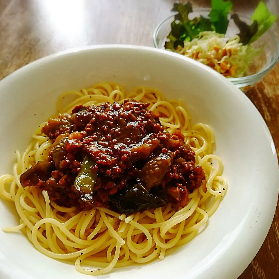 茄子の肉味噌パスタ|プチテンよすさん