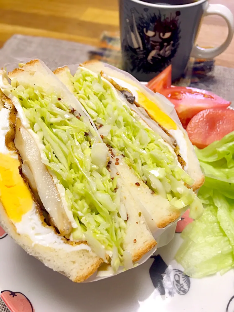 キャベツたっぷりサンド🥪(o⁰⊖⁰o)
#サンドイッチ|morimi32さん