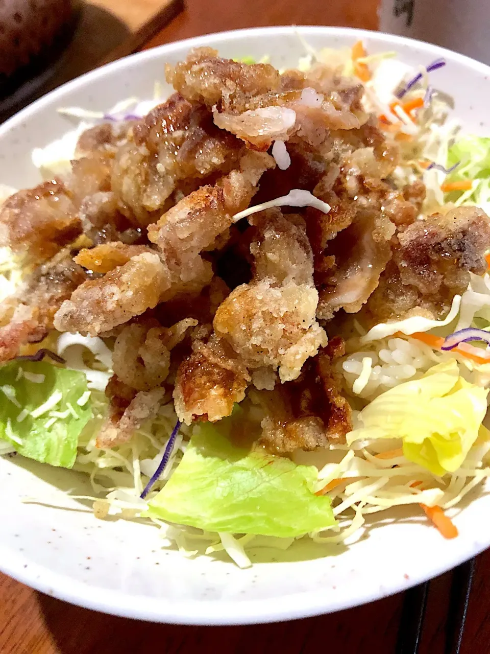 Snapdishの料理写真:🔥豚肉の唐揚げ甘辛ダレ〜！😁👍🔥丼で〜w|りーちさん