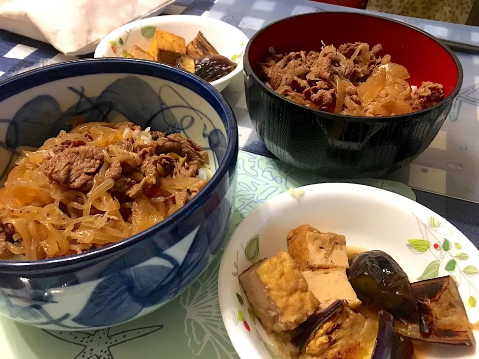 牛すき煮と、茄子と生揚げ煮物|ありすさん