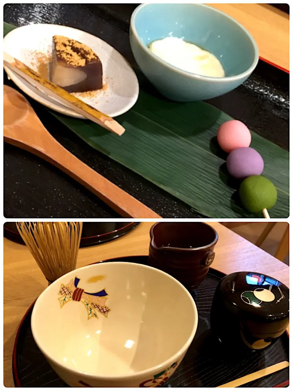 ウェルカムスイーツ🍡🍵
お茶は自分で点てて頂きます。|ぽんたさん