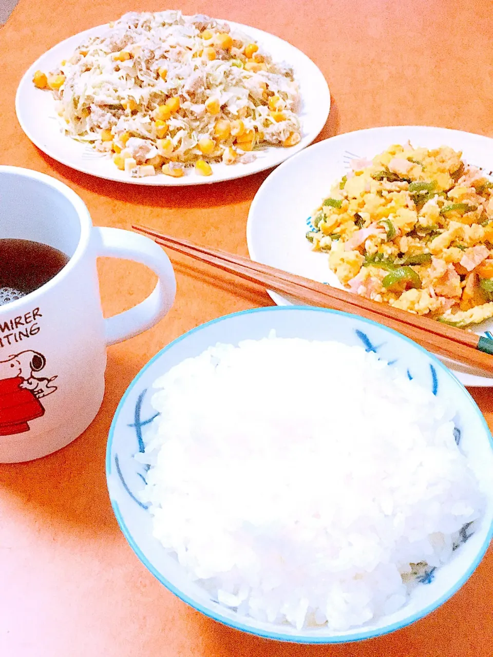 鯖缶とシャキシャキキャベツのサラダ  ベーコンとピーマンの炒めもの|まぁちゃん💉💉さん