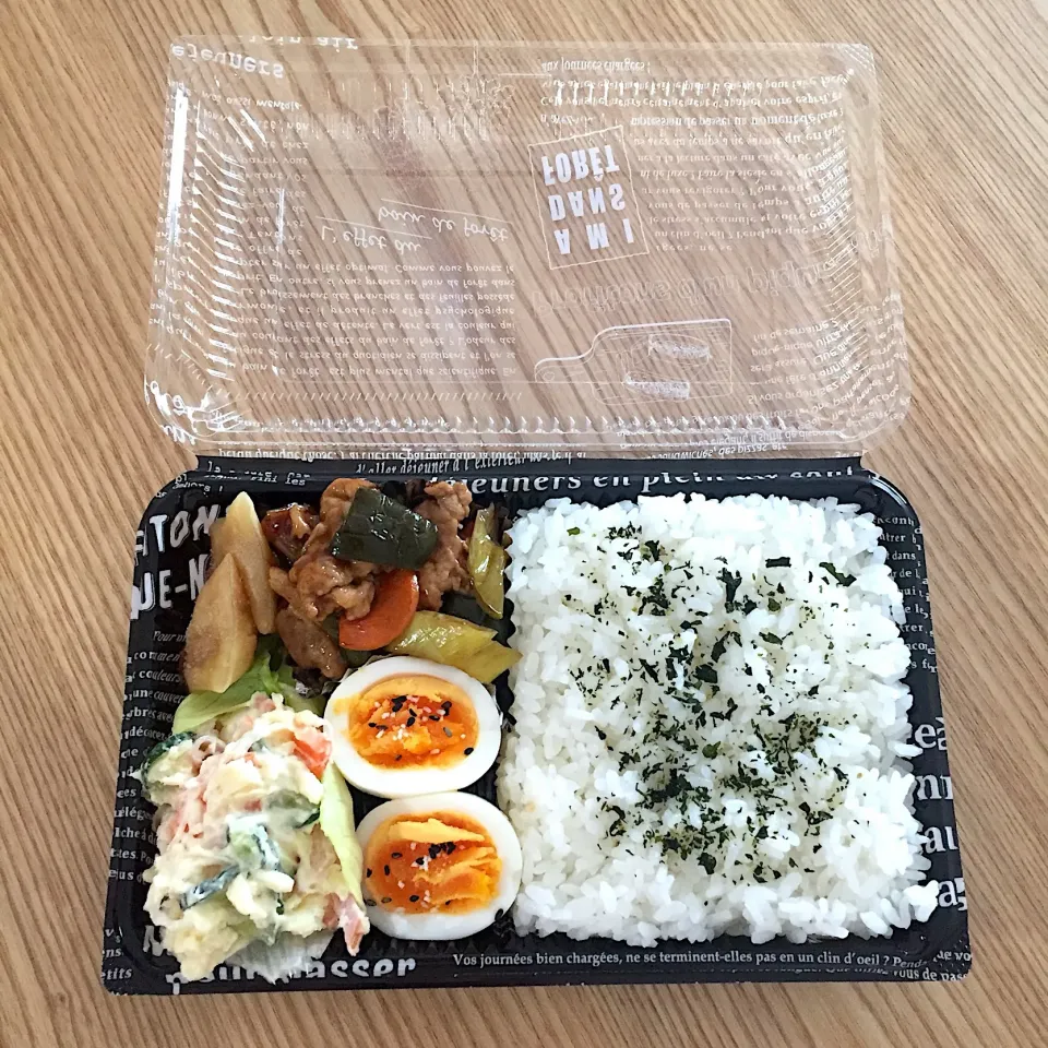 火曜日の旦那さんのお弁当☺︎ #お弁当記録  #豚肉の黒酢炒め #ポテトサラダ|むさけんさん