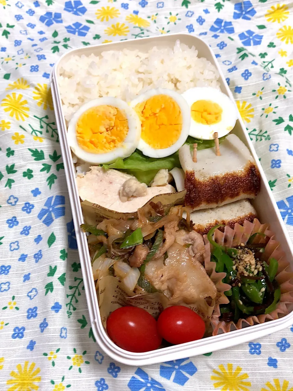 6.13☆旦那弁当
しそチーズちくわ巻き
豚の塩ダレ炒め
ピーマンきんぴら
塩レモンサラダチキン
ゆで卵|のん∞さん