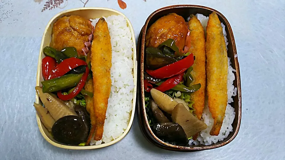 今日のお弁当

筍 椎茸 里芋の煮物
ししゃもフライ
半熟玉子の肉巻き
ﾋﾟｰﾏﾝとﾊﾟﾌﾟﾘｶとﾅｽのｵｲｽﾀｰ炒め|ボスママさん