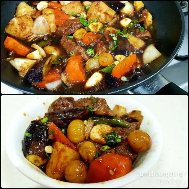 Snapdishの料理写真:braised beef and vegetables in spicy and savory sauce|steven z.y.さん