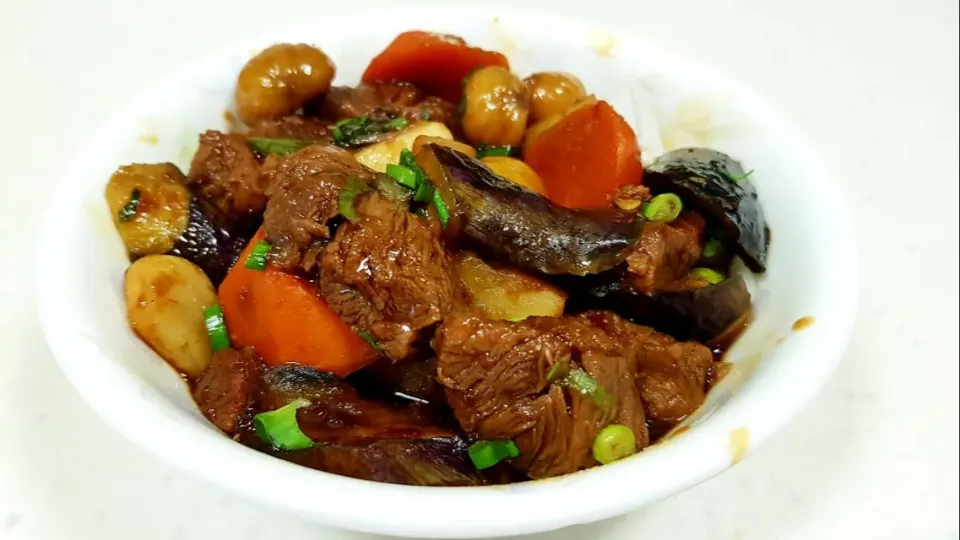 Snapdishの料理写真:braised beef and vegetables in spicy and savory sauce|steven z.y.さん