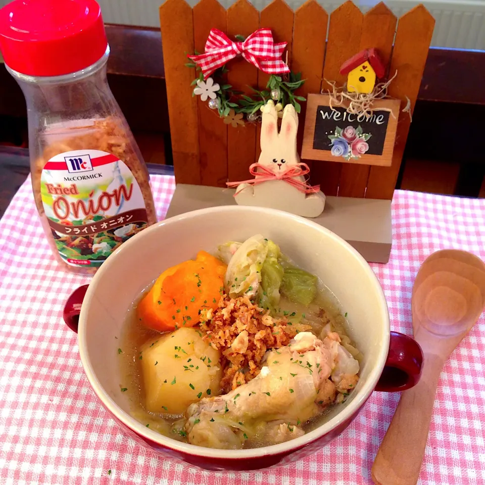 Snapdishの料理写真:フライドオニオン入りポトフ💓 #モニター当選ありがとうございます  #フライドオニオン|naonaomimichanさん