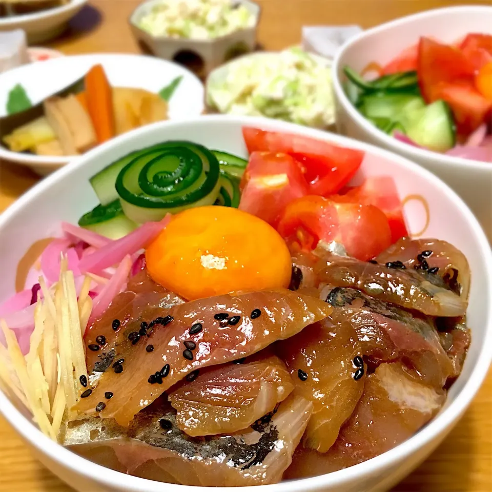 鯵と夏野菜のポキ丼|むぎこさん