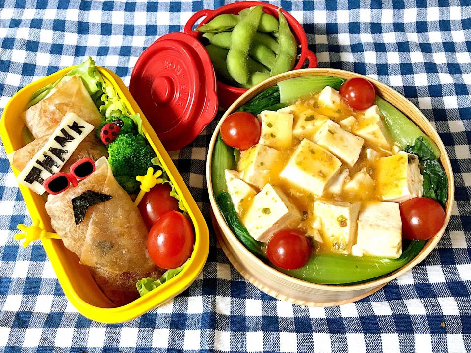 #父の日#お弁当#ありがとう#ヒゲ#春巻き#麻婆丼 #わっぱ弁当|ちかの献立表♪さん