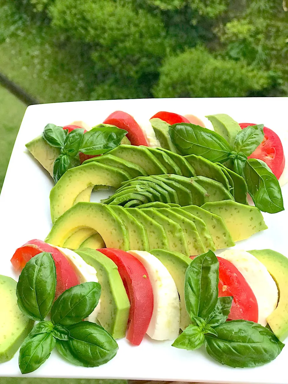 アボガド🥑一個まるごとカプレーゼ🥑🧀🍅ドレッシング前|シュトママさん