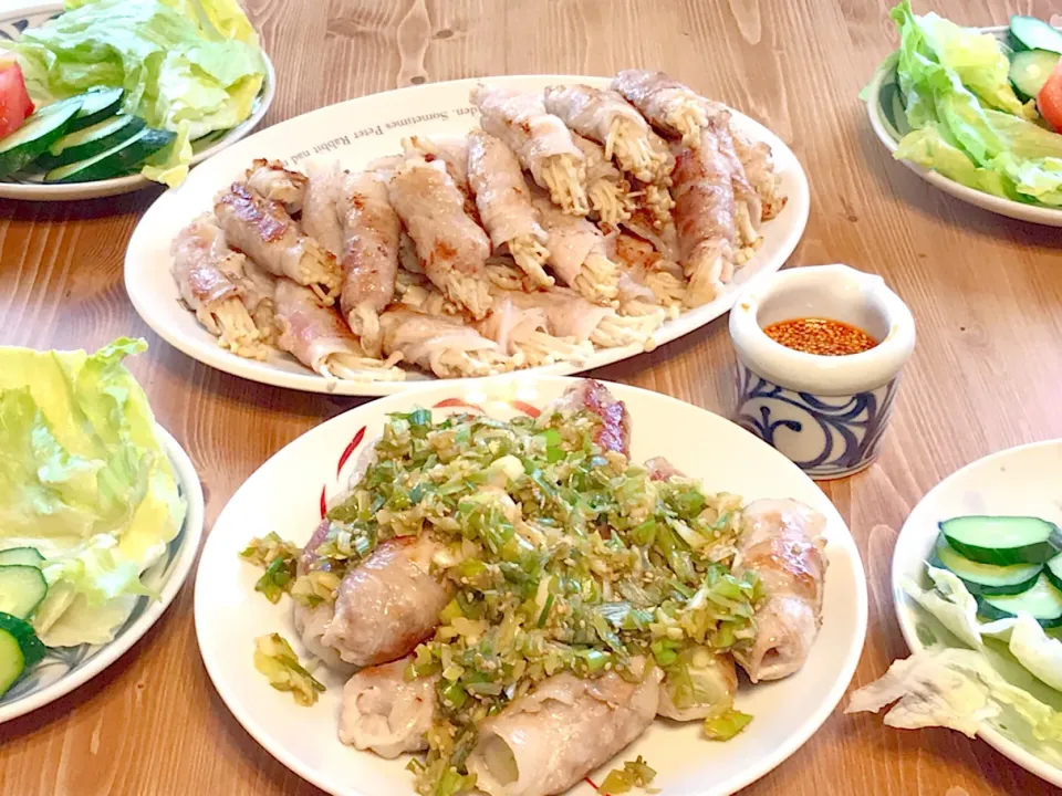 中華風えのきの肉巻き＆長ネギの肉巻きde父の日|ｌａｖｅｎｄｅｒｆ❜mさん