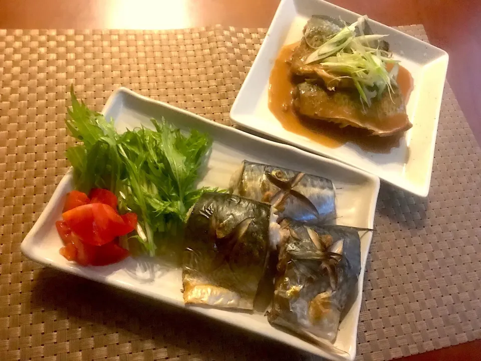 Mackerel simmered in miso&Salt Baked Mackerel🐟🐟鯖の味噌煮&鯖の塩焼き|🌈Ami🍻さん