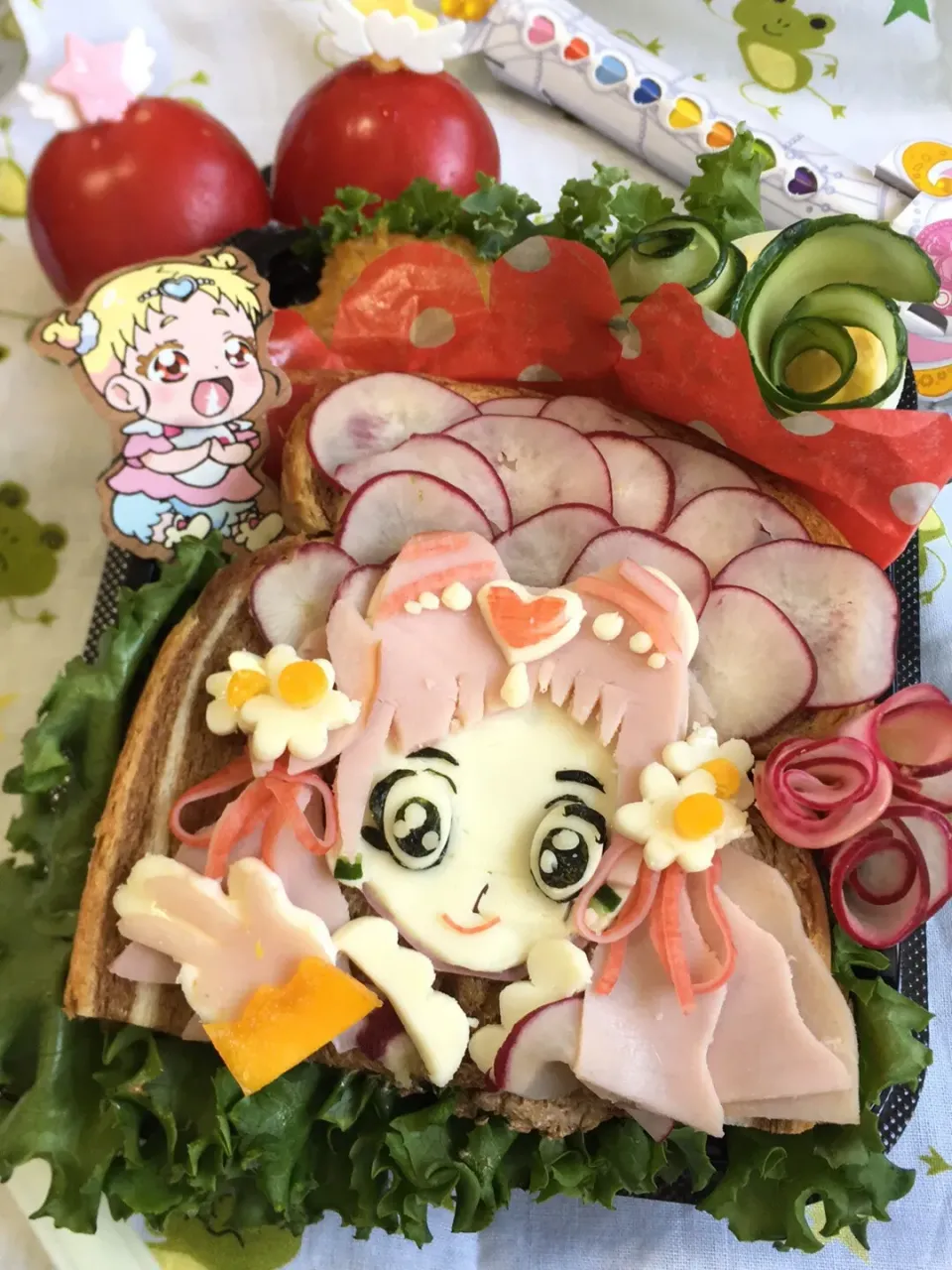 #ぷりきゅあ #プリキュア #キャラ弁  #サンドイッチ弁当|大島愛子さん