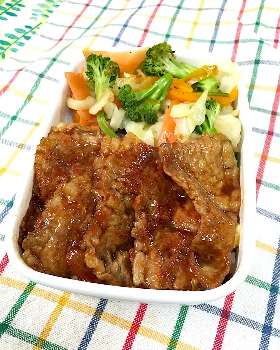 今日のパパ弁当はトンテキ丼弁当♪|key♪さん