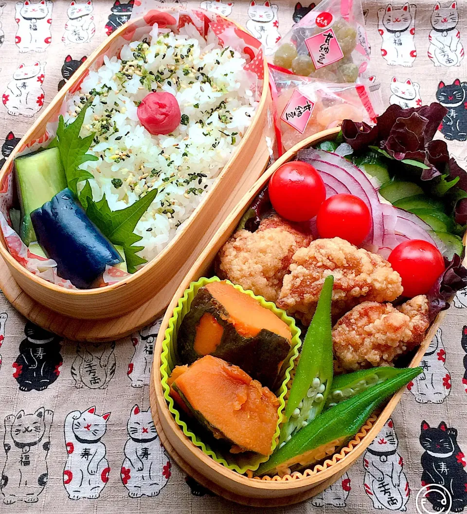 #お弁当  #お父さん弁当  #お弁当じまん 
#唐揚げ弁当  #野菜たっぷり  #水茄子浅漬け 
 #かぼちゃの煮物 #日の丸弁当|Blueberry🫐さん