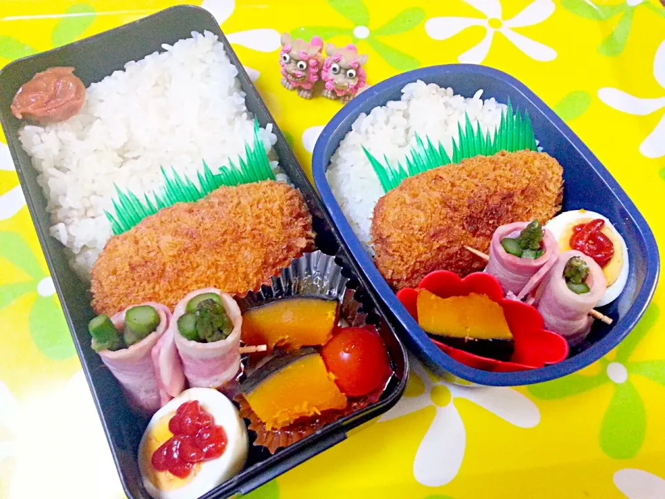 Snapdishの料理写真:夫の弁当、娘の弁当|みどりさん