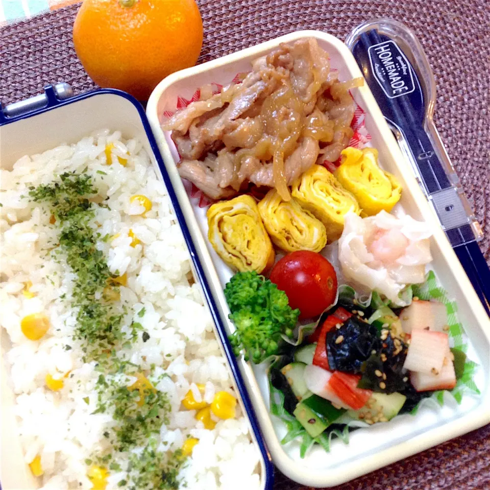 長女の中学弁当〜！
豚焼肉とコーンごはん^o^|yukoさん