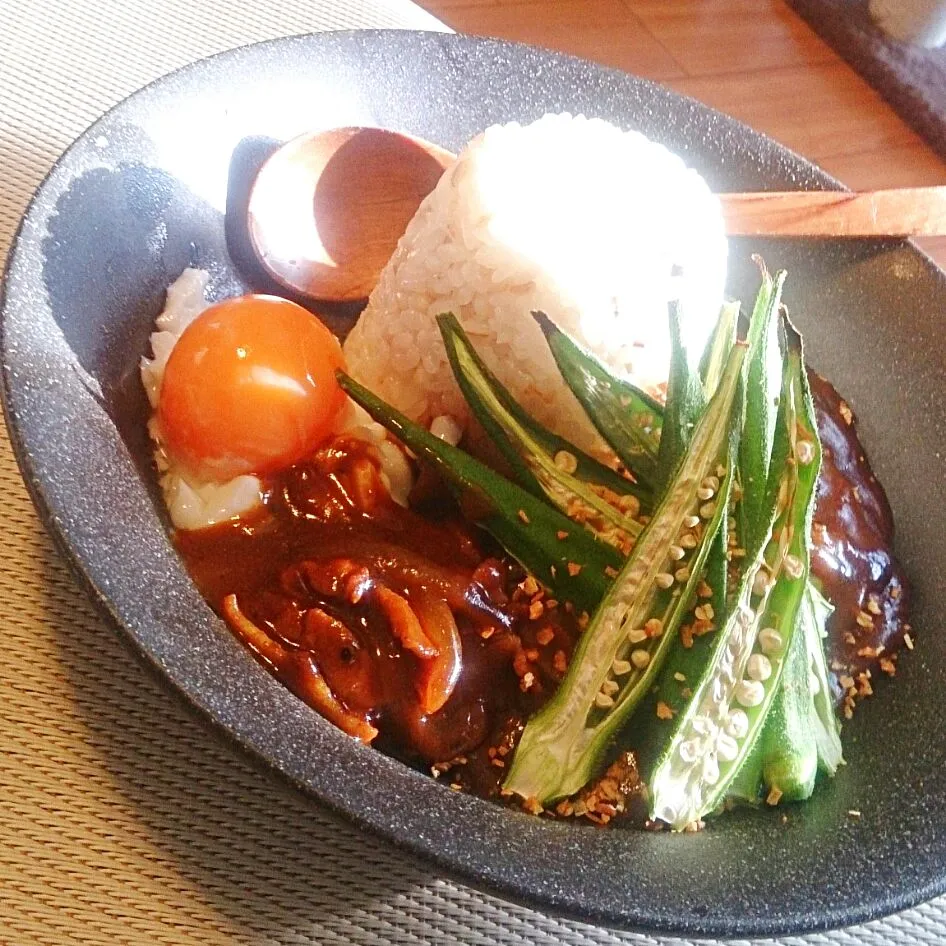 Snapdishの料理写真:煮込まず簡単＊焼きオクラの和風夏カレー|mi_neneco♪さん