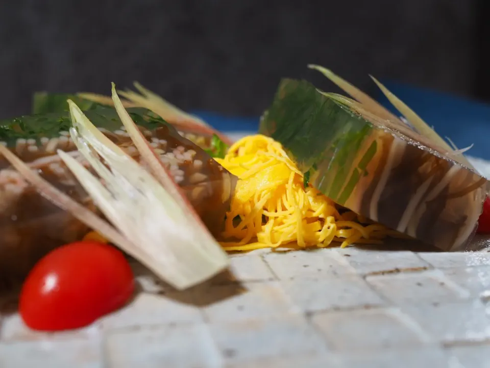 大葉、もずく、素麺の寒天よせ|ぞうさんのお台所さん