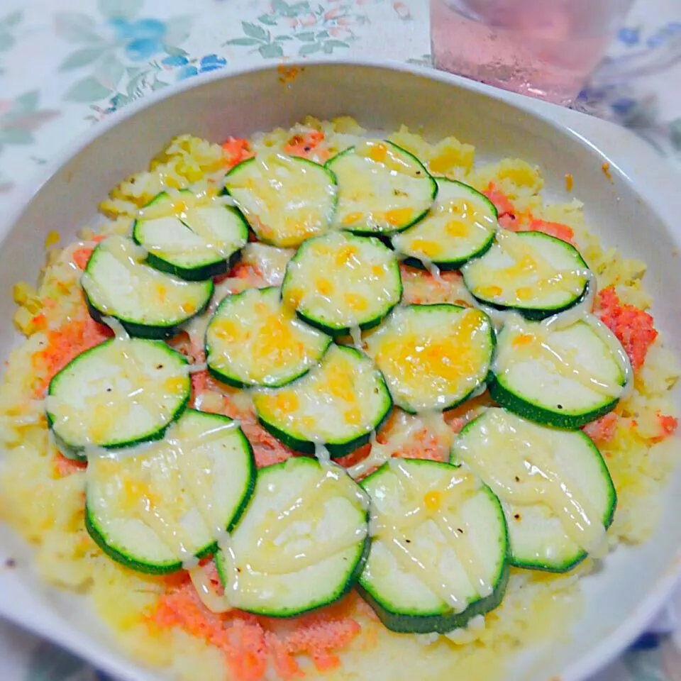 ズッキーニポテトが美味しかったので、早速明太子マヨネーズでアレンジ|うたかた。さん