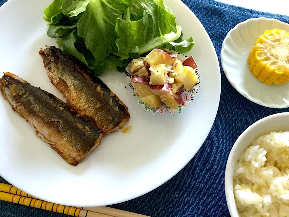 Snapdishの料理写真:鰯の蒲焼&さつまいもサラダ|tukiさん