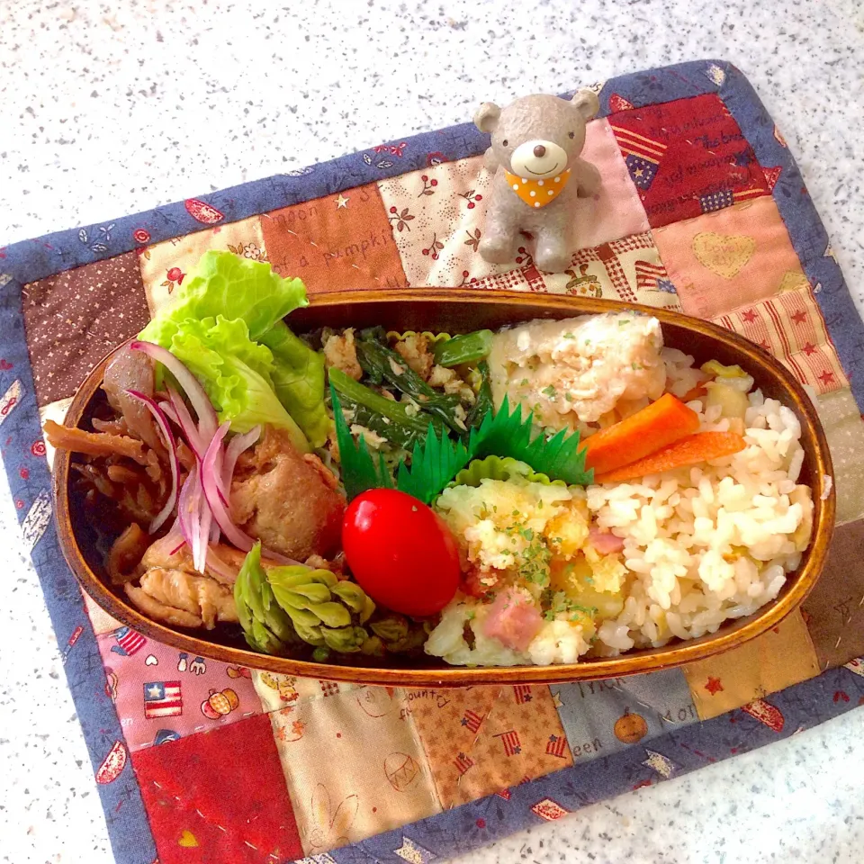 今日のお弁当😊 #地味弁  #わっぱ弁当  #夫弁当|naonaomimichanさん